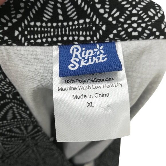 RipSkirt Length 2 Wrap Geometric Skirt Coverup Size XL Black White Adjustable - Picture 8 of 12